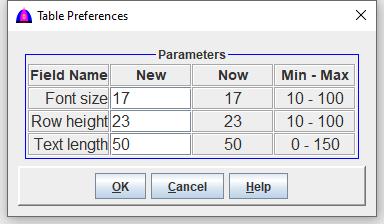 Table Preferences