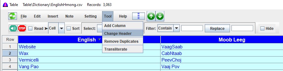 Tool Menu